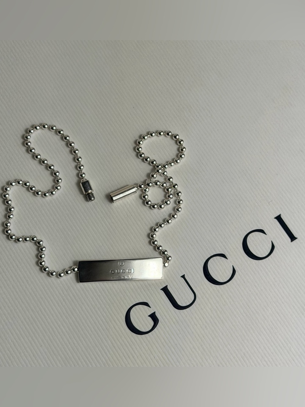 Gucci 925 Sterling Silver Ball-Chain Bar Bracelet - Picture 6 of 11
